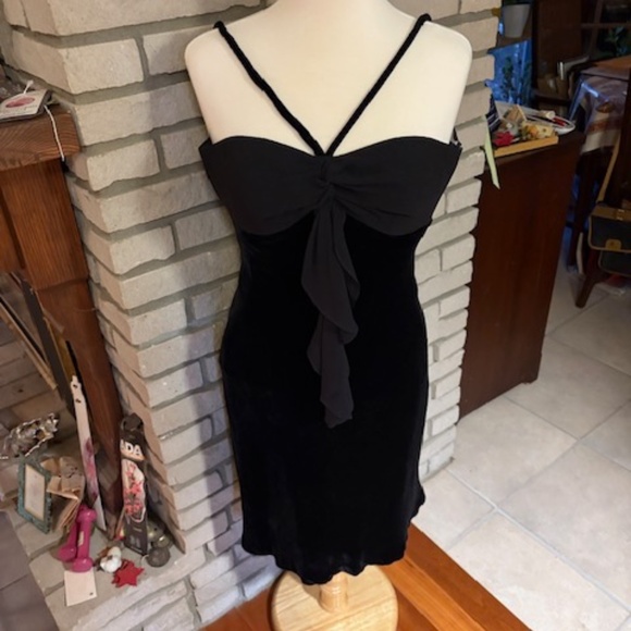 Nine West Black Velvet/Silk Midi Dress - Picture 1 of 8
